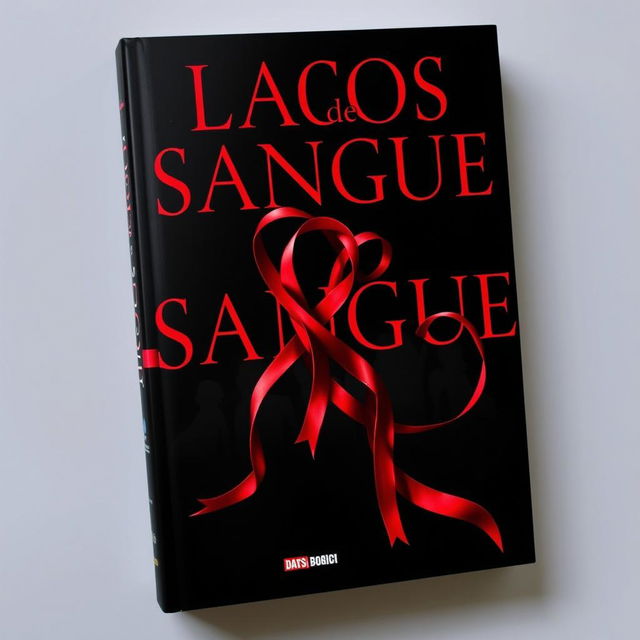 A dramatic book cover for 'Laços de Sangue', featuring bold, captivating typography in striking red letters