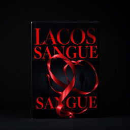 A dramatic book cover for 'Laços de Sangue', featuring bold, captivating typography in striking red letters
