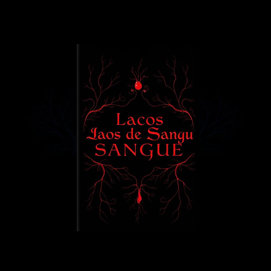 A captivating book cover for 'Laços de Sangue', featuring a striking design set against a black background