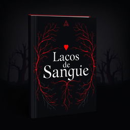 A captivating book cover for 'Laços de Sangue', featuring a striking design set against a black background
