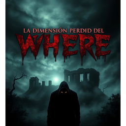 A chilling movie poster design for a horror film titled "La Dimensión Perdida del WHERE"