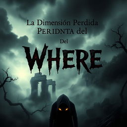 A chilling movie poster design for a horror film titled "La Dimensión Perdida del WHERE"