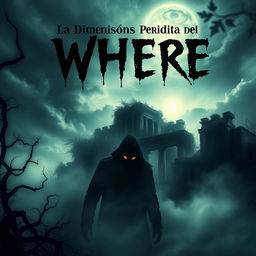 A chilling movie poster design for a horror film titled "La Dimensión Perdida del WHERE"