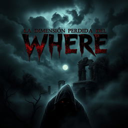 A chilling movie poster design for a horror film titled "La Dimensión Perdida del WHERE"