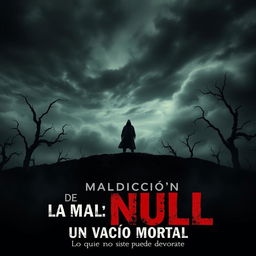 A chilling movie poster for a horror film titled "La Maldición del NULL: Un Vacío Mortal"