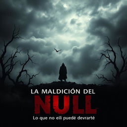 A chilling movie poster for a horror film titled "La Maldición del NULL: Un Vacío Mortal"