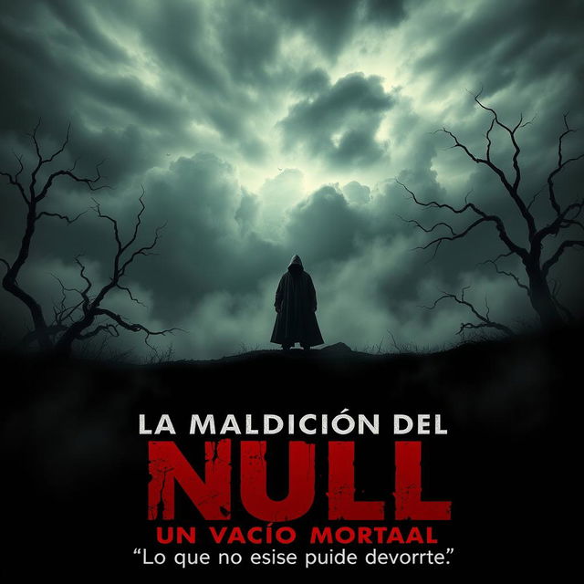 A chilling movie poster for a horror film titled "La Maldición del NULL: Un Vacío Mortal"