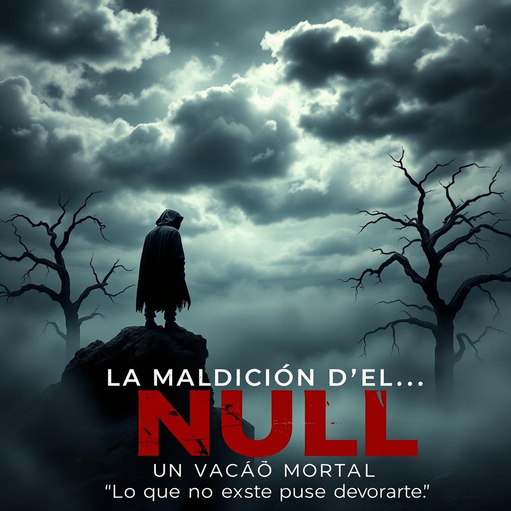 A chilling movie poster for a horror film titled "La Maldición del NULL: Un Vacío Mortal"