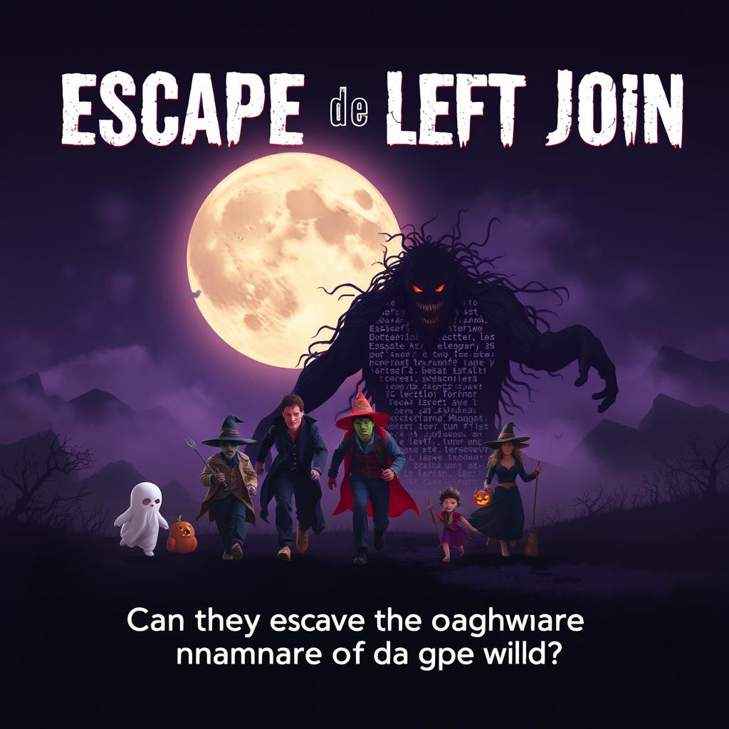 A movie poster for a Halloween-themed film titled 'Escape de Left Join'