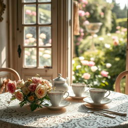 A vintage-themed image that showcases an elegant tea party setting