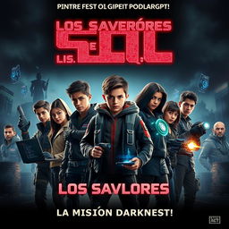 A thrilling movie poster for a youth action horror film titled "Los Salvadores de SQL: La Misión de ChatGPT"