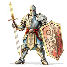 An illustration of a powerful human paladin from Dungeons & Dragons, depicted in a detailed drawing style