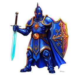 An illustration of a powerful human paladin from Dungeons & Dragons, depicted in a detailed drawing style