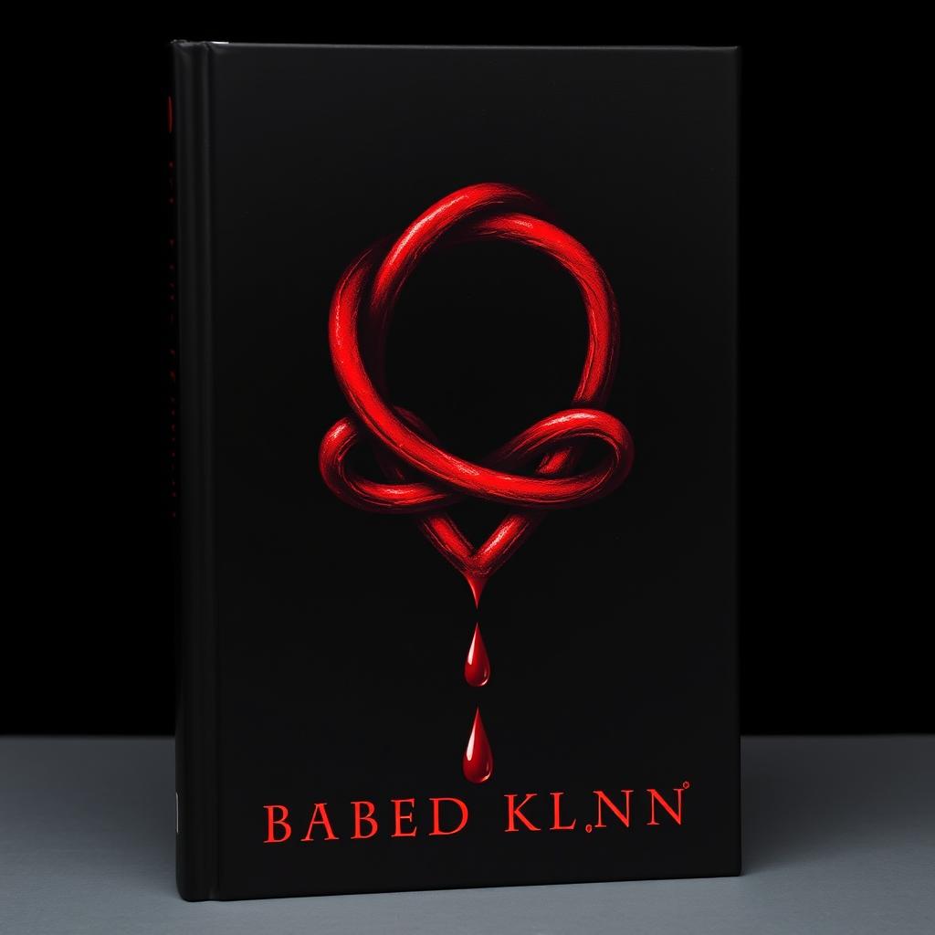 A striking book cover featuring a prominent 'blood knot' symbol, intricately designed with a deep crimson color