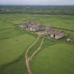 Three years later, the once-destroyed village near the sea thrives again. New, sturdy houses stand where ruins once were, and the fields are green once more, showcasing the resilient spirit of the villagers