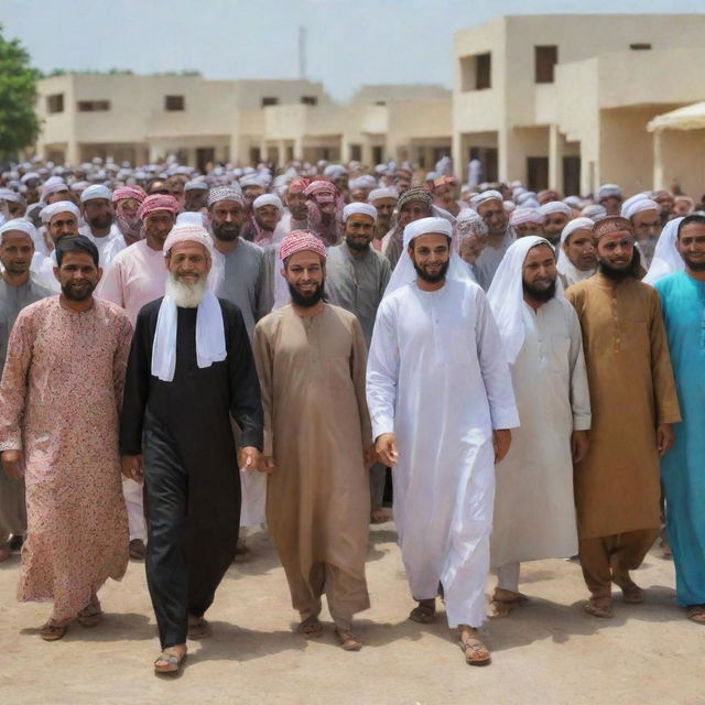 Three years later, during the holy month of Ramadan, the thriving village is filled with joy and unity. Villagers greet each other warmly, kindness and goodwill radiating throughout the community