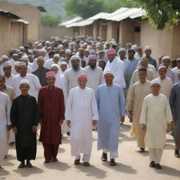 Three years later, during the holy month of Ramadan, the thriving village is filled with joy and unity. Villagers greet each other warmly, kindness and goodwill radiating throughout the community