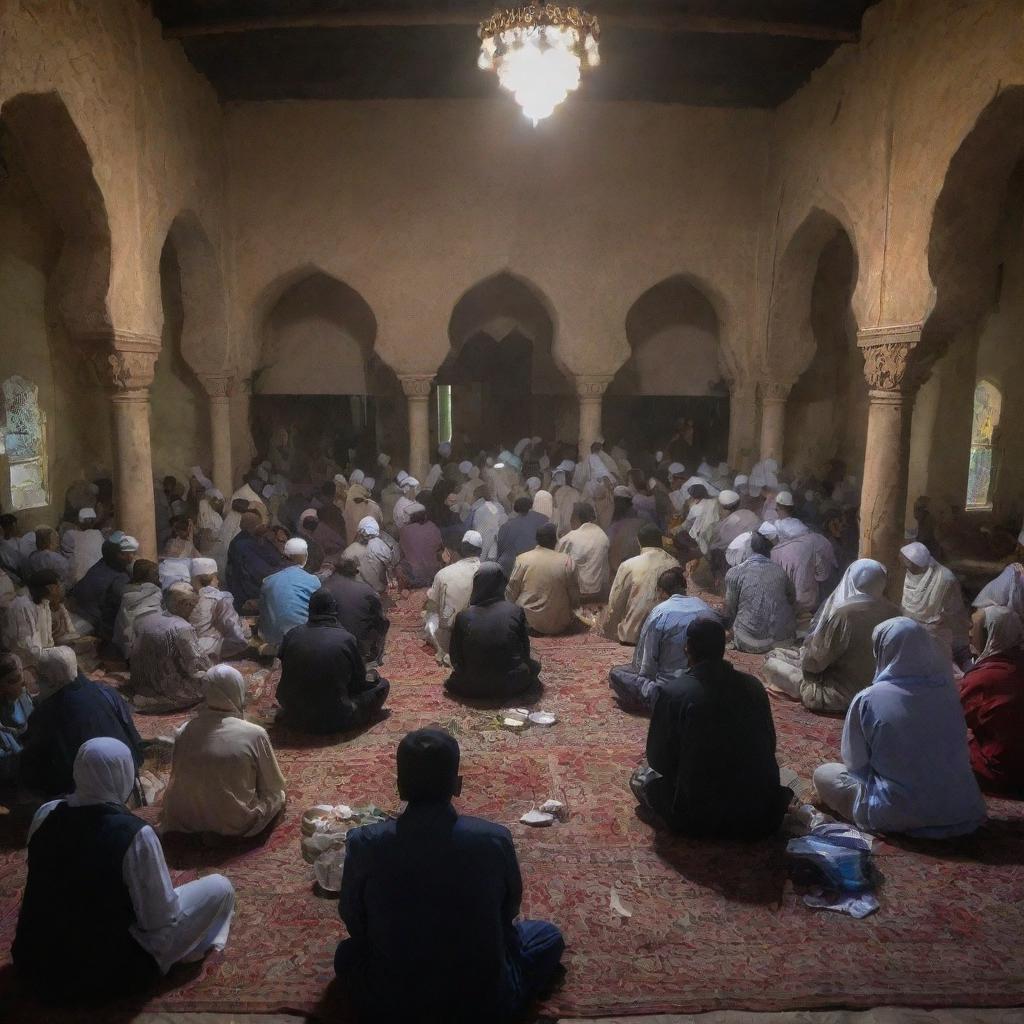 As the village still sleeps under the early morning's obscurity, villagers gather together inside the mosque, breaking their pre-dawn Ramadan meal, 'sahur', together- a beautiful image of community spirit and togetherness