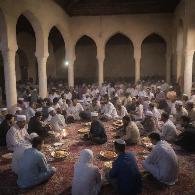 As the village still sleeps under the early morning's obscurity, villagers gather together inside the mosque, breaking their pre-dawn Ramadan meal, 'sahur', together- a beautiful image of community spirit and togetherness