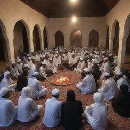 As the village still sleeps under the early morning's obscurity, villagers gather together inside the mosque, breaking their pre-dawn Ramadan meal, 'sahur', together- a beautiful image of community spirit and togetherness