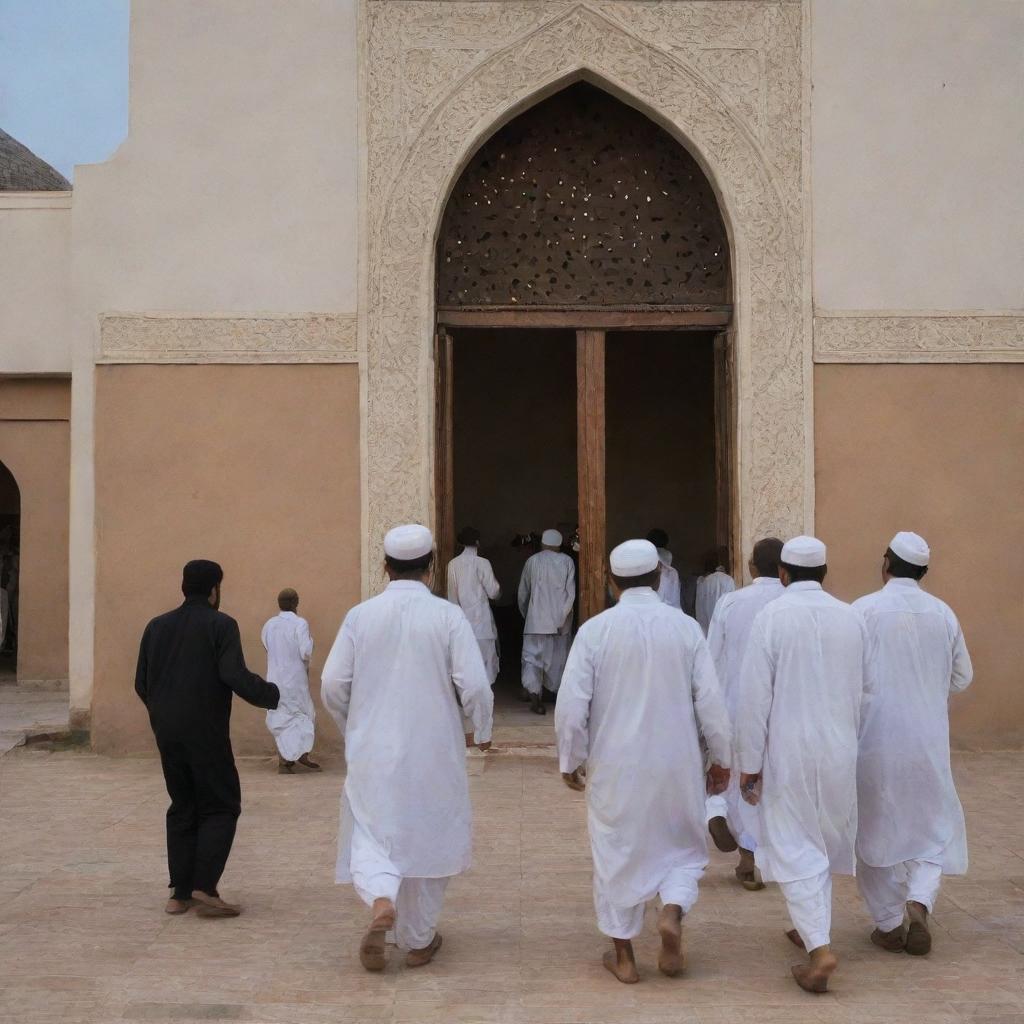 Following the Fajr prayer, the villagers exit the mosque in the soft light of dawn. With a sense of peace and fulfillment, they return to their respective homes in the rejuvenated village