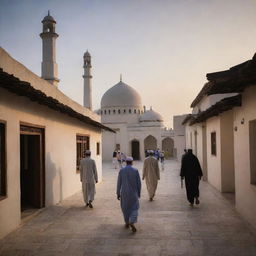 Following the Fajr prayer, the villagers exit the mosque in the soft light of dawn. With a sense of peace and fulfillment, they return to their respective homes in the rejuvenated village