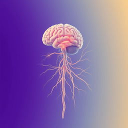 An intricate and detailed illustration of the human nervous system, showcasing the brain, spinal cord, and a network of nerves