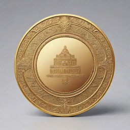 An illustration of a shiny, intricately designed golden coin