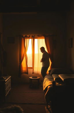 In a simple rural house in the Moroccan countryside, a peasant man rises from his bed at dawn
