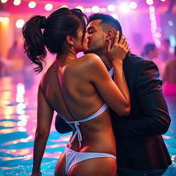 Sensational portrayal of Rakul Preet, elegantly dressed in a stylish bikini that highlights her figure