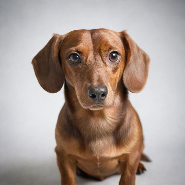 A vivid image of a brown Dachshund dog looking foul-tempered and angry, gripping an iPhone in its paws.