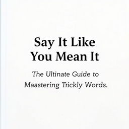A minimalist yet striking cover page for a mini dictionary featuring the title 'Say It Like You Mean It: The Ultimate Guide to Mastering Tricky Words' in a bold, contemporary font