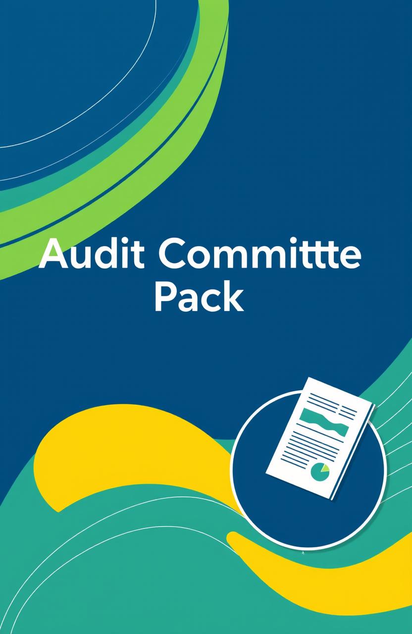 A professional A4-sized cover page for an audit committee pack, featuring a sleek, minimalistic, and modern design