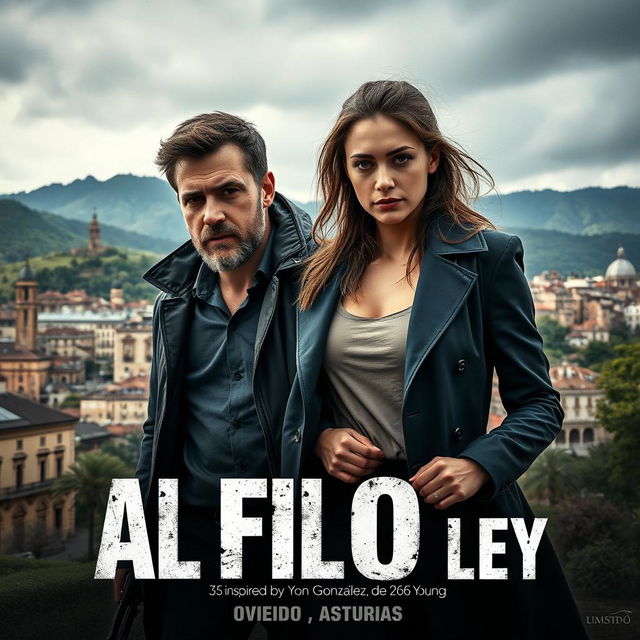 A crime drama scene titled 'Al Filo de la Ley', set in the city of Oviedo, Asturias