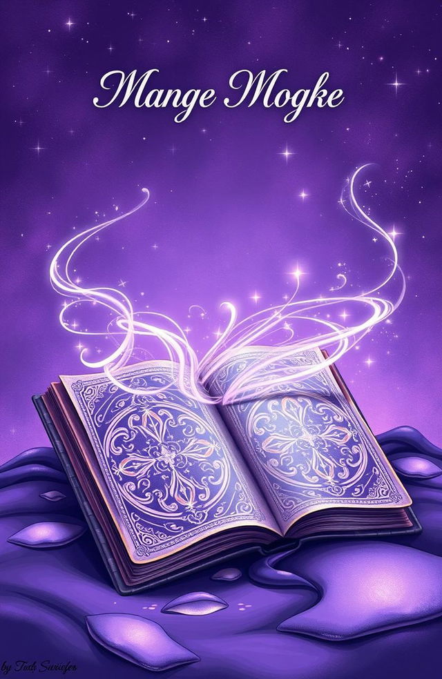 A beautifully illustrated magical book cover featuring a mystical purple theme