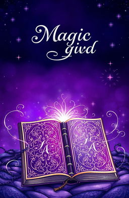 A beautifully illustrated magical book cover featuring a mystical purple theme