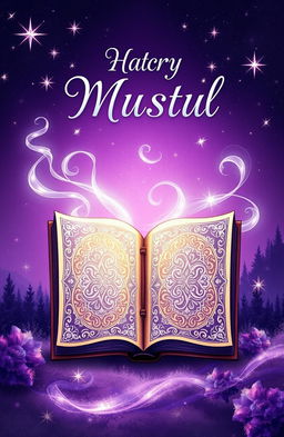 A beautifully illustrated magical book cover featuring a mystical purple theme