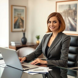 A glamorous and confident middle-aged woman, embodying the essence of a boss