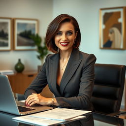 A glamorous and confident middle-aged woman, embodying the essence of a boss