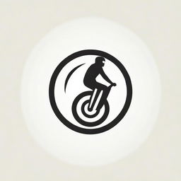 Design an urban-styled adventurous logo dedicated to a community of monowheel riders. Incorporate imagery of monowheels, cityscapes and elements of adventure.