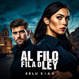 An intriguing poster for the police series titled 'Al Filo de la Ley', set in the scenic city of Oviedo, Asturias