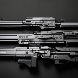 A collection of state-of-the-art police rifles showcasing technologically advanced features and meticulous craftsmanship.