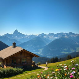 A picturesque village house situated on a mountainous plateau, surrounded by stunning natural scenery