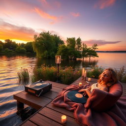 A tranquil scene depicting the essence of relaxing music