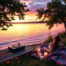 A tranquil scene depicting the essence of relaxing music