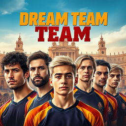 A movie poster for a sports-themed film titled 'Dream Team' set in Salamanca, featuring seven team members