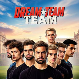 A movie poster for a sports and university-themed film titled 'Dream Team' set in Salamanca, featuring seven male team members