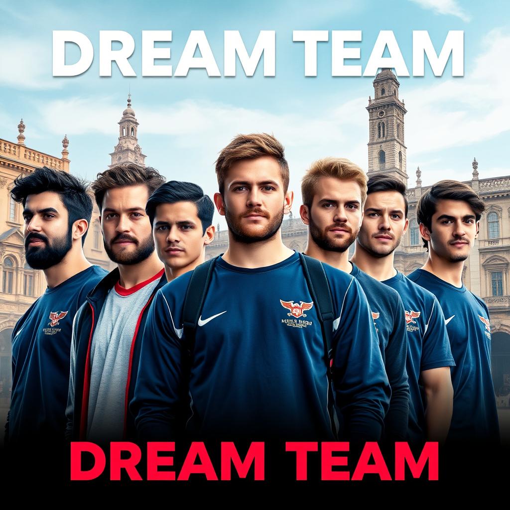 A movie poster for a sports-themed university film titled 'Dream Team' set in the historic city of Salamanca