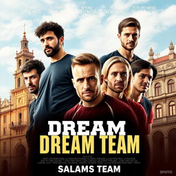 A movie poster for a sports-themed university film titled 'Dream Team' set in the historic city of Salamanca