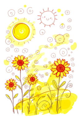 A vibrant sketch featuring the color yellow as the primary focus, symbolizing warmth and joy